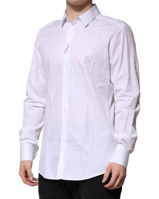 Dolce & Gabbana White Cotton Long Sleeves Formal Shirt for men