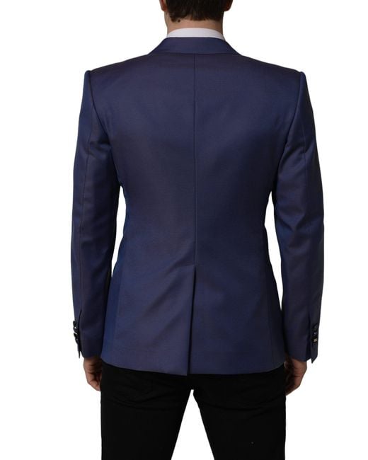 Dolce & Gabbana Blue Wool Double Breasted Men Blazer Jacket for men