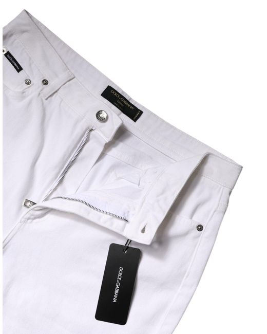 Dolce & Gabbana Gray Cotton Mid Waist Skinny Denim Jeans
