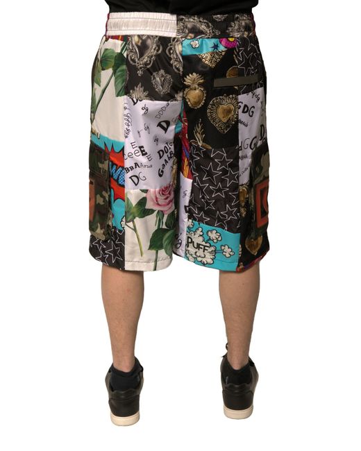 Dolce & Gabbana Black Patchwork Shorts Style for men