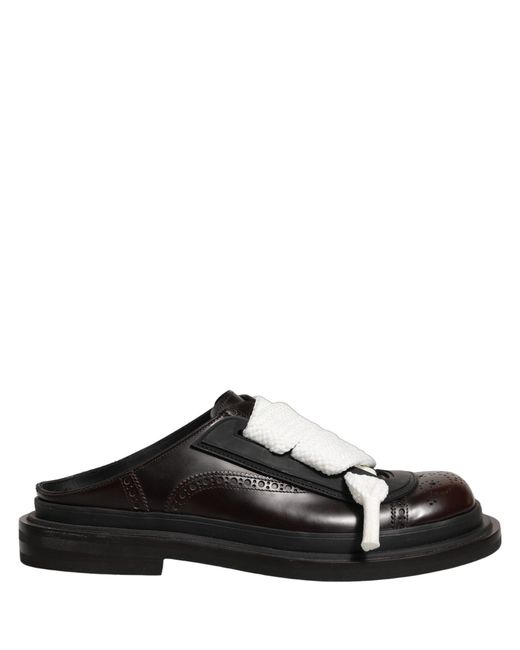 Dolce & Gabbana Black Brown Leather Slip On Flat Sandals Men Shoes for men