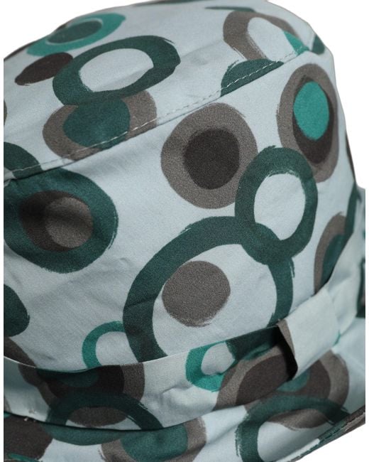 Dolce & Gabbana Green Teal Cotton Big Polka Dot Pattern Bucket Hat