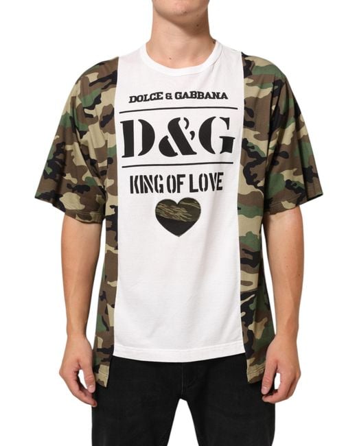 Dolce & Gabbana Black Logo Camouflage Crew Neck T-Shirt for men