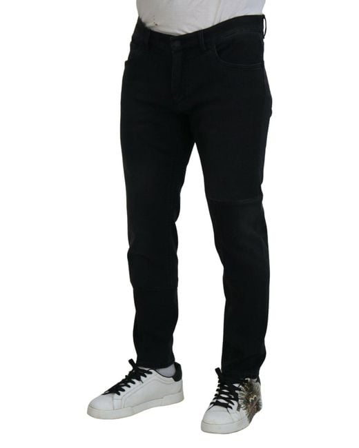 Dolce & Gabbana Black Angel Embroidery Skinny Denim Jeans for men