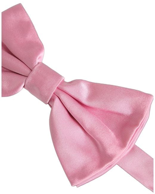 Dolce & Gabbana Men Pink 100% Silk Adjustable Neck Papillon Bow Tie for men