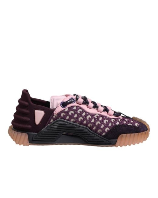 Dolce & Gabbana Purple Multicolor Logo Low Top Ns1 Sneakers Shoes