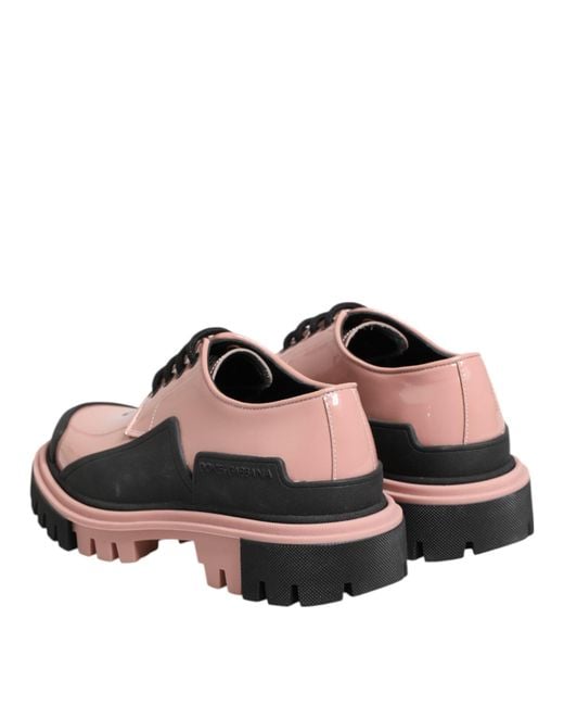 Dolce & Gabbana Multicolor Light Powder Pink Black Leather Lace