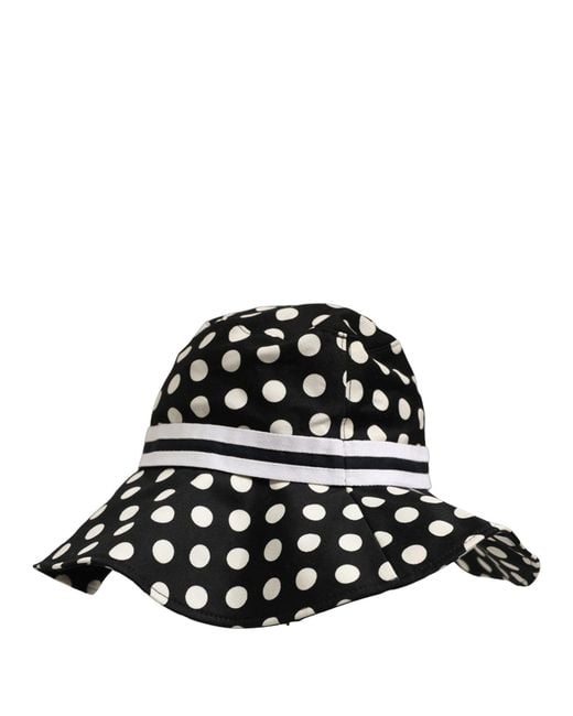 Dolce & Gabbana Black White Polka Dot Cotton Bucket Capello Hat