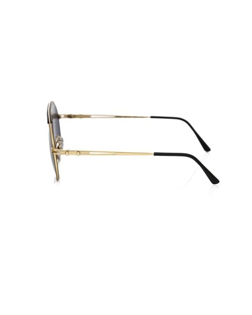 Frankie Morello Blue Sleek Metallic Shield Sunglasses With Smoke Lens for men