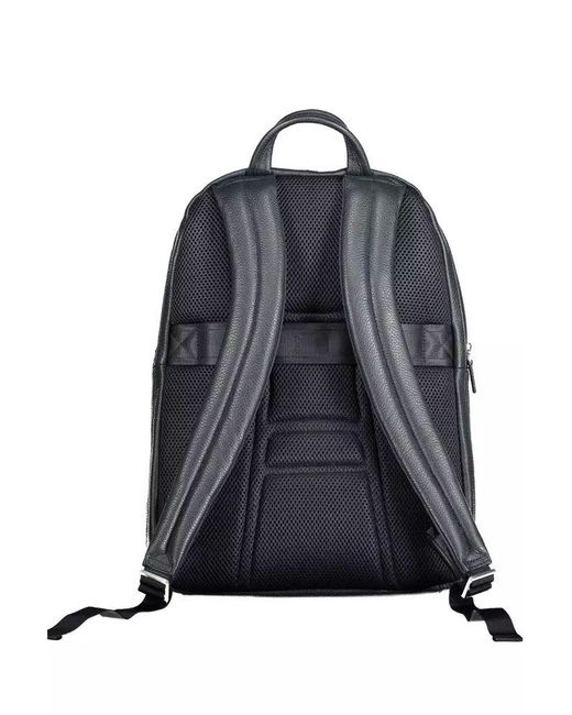 Piquadro Black Blue Leather Backpack for men