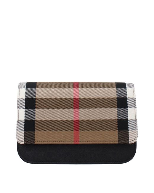 Burberry Brown Beige Fabric Clutch Bag