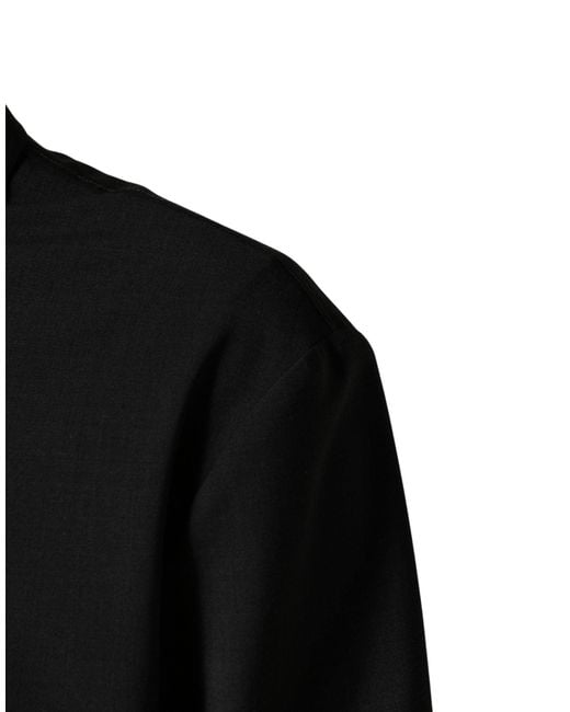 Dolce & Gabbana Black Wool Logo Full Zip Bomber Jacket Virgin Nylon Clothing for men