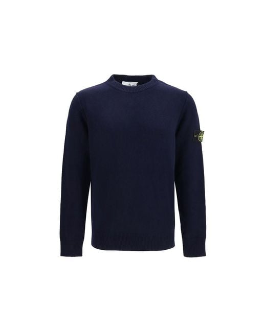 Stone Island Blue Black Cotton Sweatshirt for men