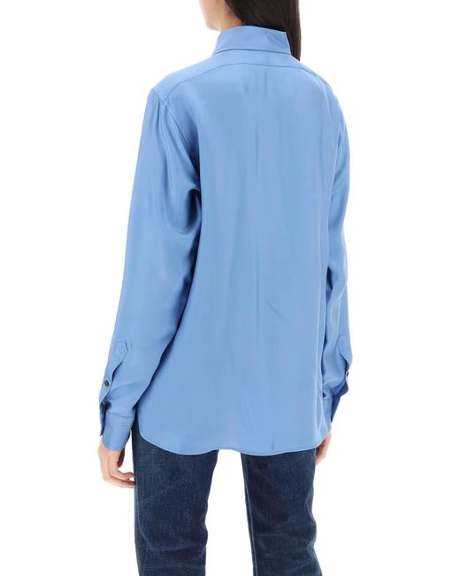 Tom Ford Blue Pleated Bib Shirt With