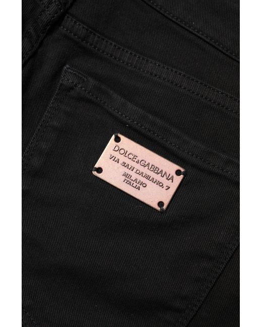 Dolce & Gabbana Black Cotton Skinny Mid Waisted Denim Jeans for men