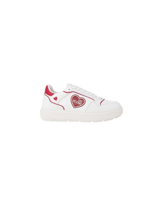 Love Moschino Pink Red Polyethylene Low Top Sneakers