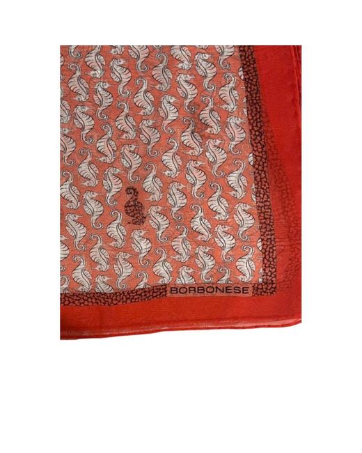 Borbonese Red Silk Scarf