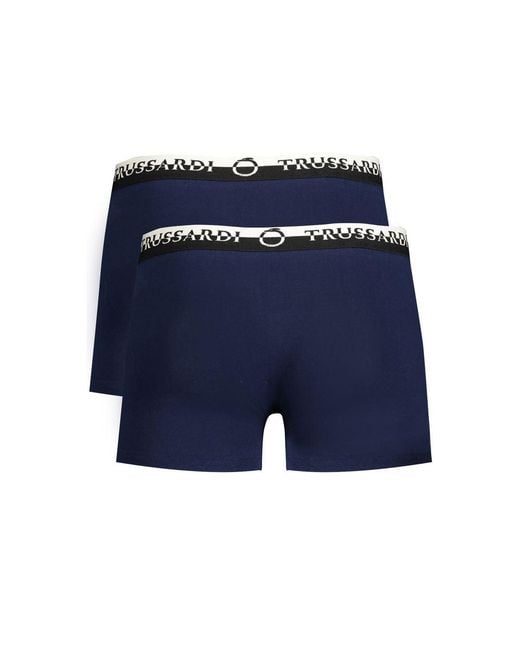 Trussardi Blue Blu Cotton Boxer for men
