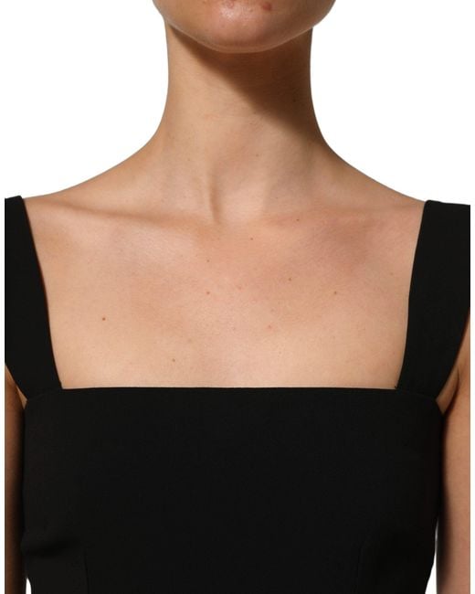 Dolce & Gabbana Black Viscose Stretch Sheath Midi Dress