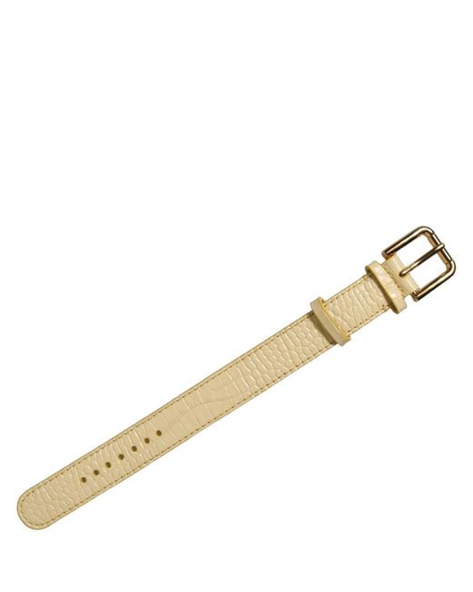 Dolce & Gabbana Natural Beige Embossed Leather Gold Buckle Belt Strap Bracelet
