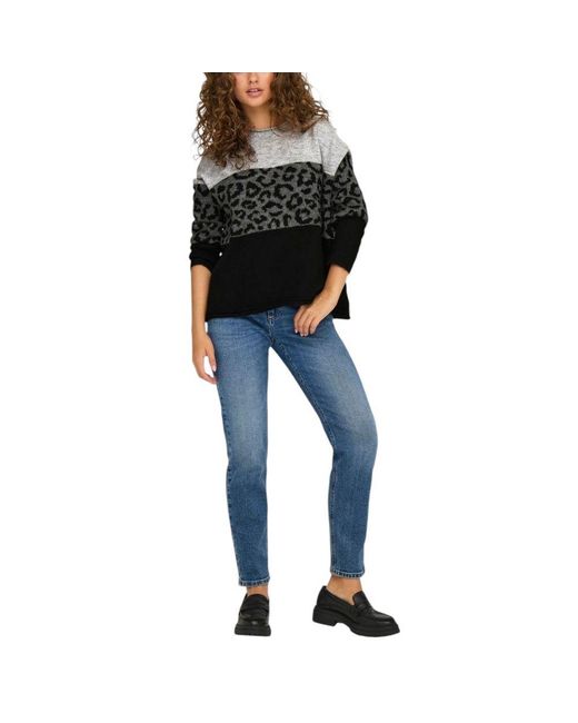 ONLY Black Gray Marabou Sweatshirt