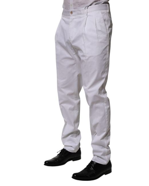Dolce & Gabbana Gray Cotton Dress Slim Formal Trouser Pants Elastane for men