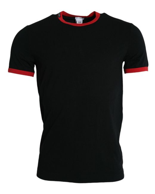 Dolce & Gabbana Black Cotton Stretch Crew Neck T-Shirt for men