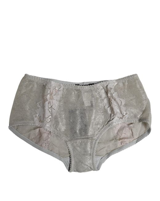 Dolce & Gabbana Gray Cotton Floral Lace High Waist Panty Underwear for men