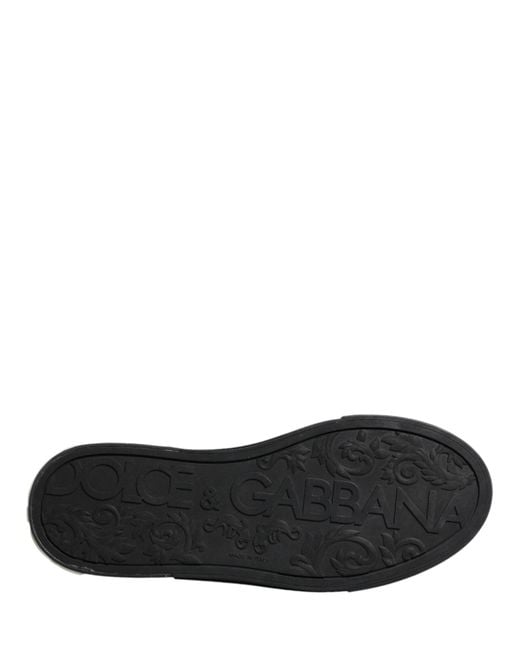 Dolce & Gabbana Black Blue Canvas Embellished Slip On Men Sneakers Shoes for men