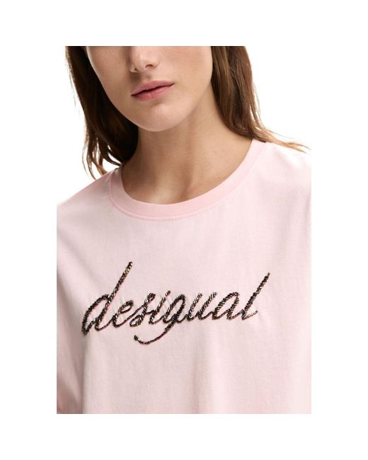 Desigual Pink Cotton T-Shirt