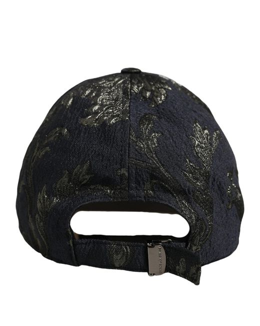 Dolce & Gabbana Men Black Floral Barocco Cotton Baseball Cap Hat for men