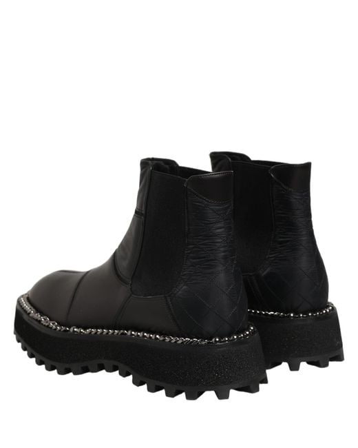 Dolce & Gabbana Black Chelsea Boots Leather Slip On Men Shoes for men
