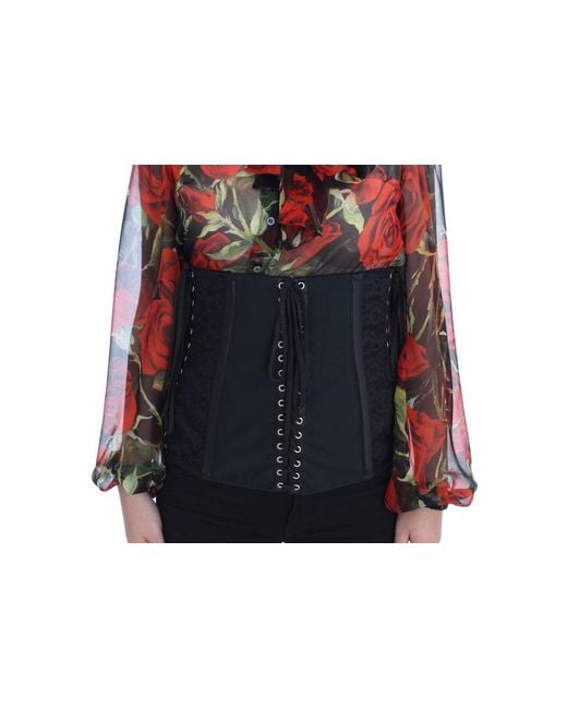 Dolce & Gabbana Black Stretch Corset Waist Strap Belt