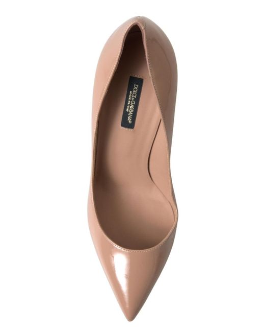 Dolce & Gabbana Metallic Beige Leather Pumps Patent Heels Shoes