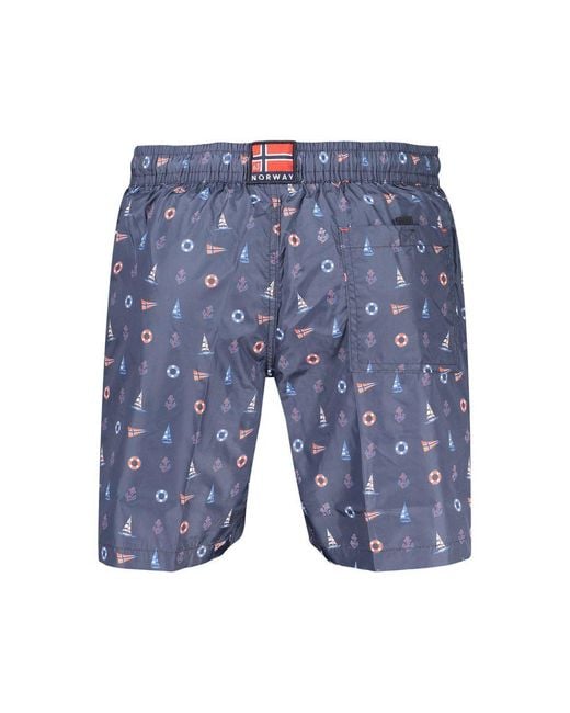 Norway 1963 Blue Polyester Men's Swim Shorts for men