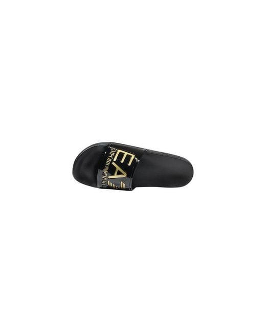 EA7 Black Bicolor Pvc Slippers for men