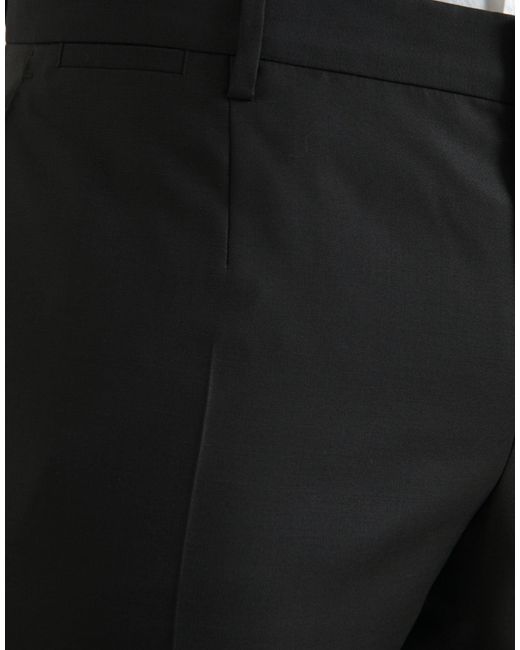 Dolce & Gabbana Black Wool Silk Skinny Dress Pants for men