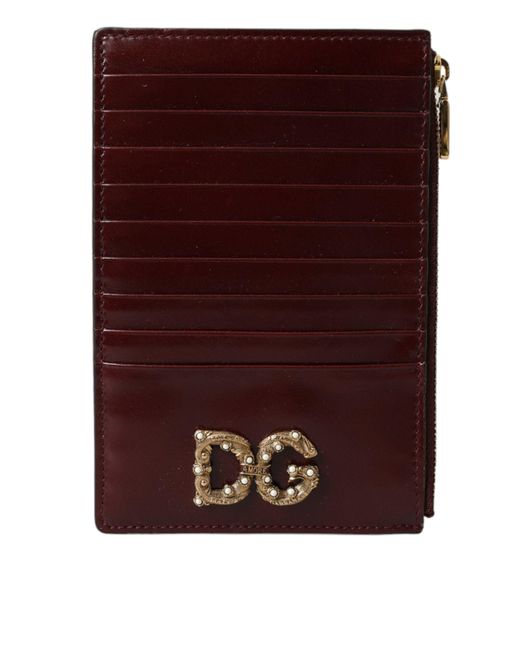 Dolce & Gabbana Purple Leather Card Holder Wallet