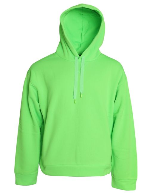 Dolce & Gabbana Green Neon Hooded Top Pullover Sweater for men