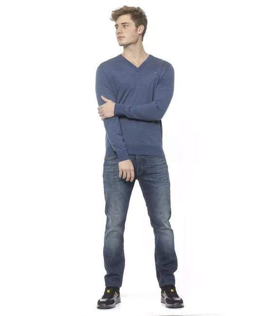 Billionaire Italian Couture Blue Cashmere Sweater for men