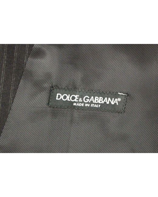 Dolce & Gabbana Black Dolce Gabbana Striped Wool Single Breasted Vest for men