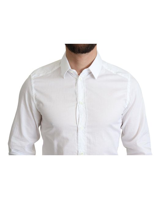 Dolce & Gabbana White Cotton Long Sleeves Formal Shirt for men