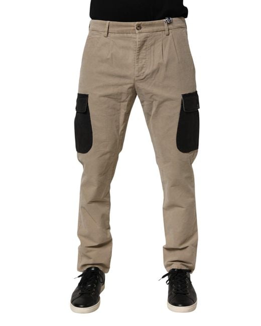 AT.P.CO Natural Beige Mid Waist Skinny Men Cargo Chino Trouser Pants for men