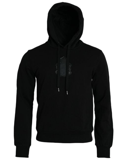 Dolce & Gabbana Black Cotton Hooded Pullover Sweater for men