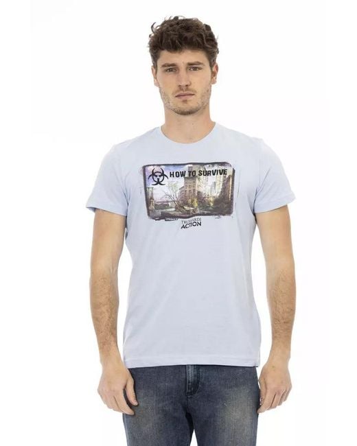 TRUSSARDI ACTION White Light Blue Cotton Men T for men