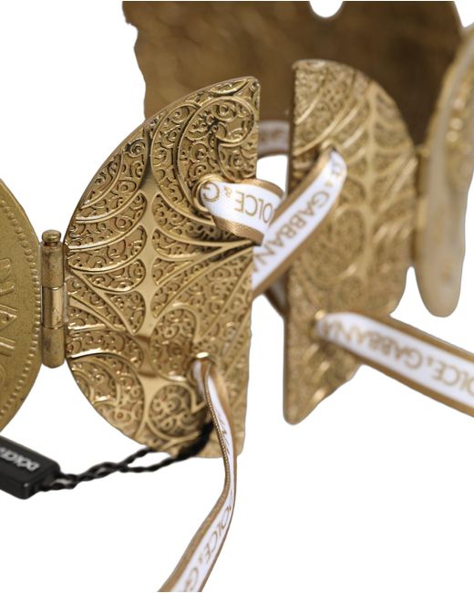 Dolce & Gabbana Brown Gold Tone Brass Coin Metal Waist Cintura Belt
