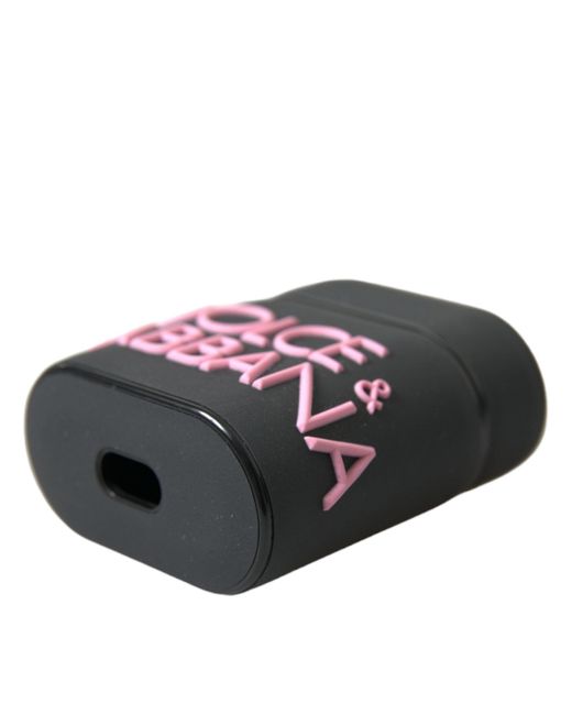 Dolce & Gabbana Black Pink Silicone Embossed Logo Airpods Case