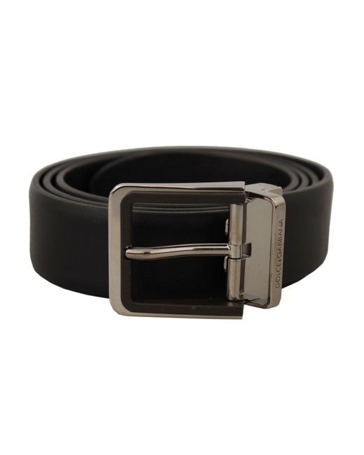 Dolce & Gabbana Black Elegant Leather Belt With Metal Buckle for men