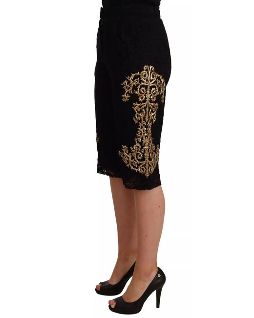Dolce & Gabbana Black Elegant Knee Length Designer Shorts
