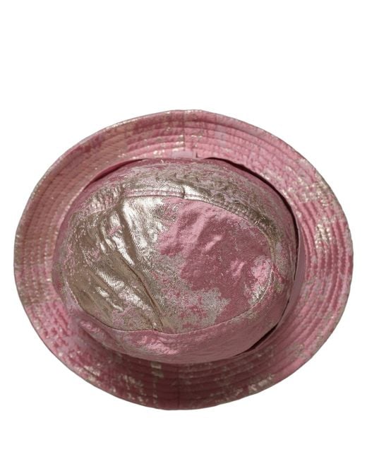 Dolce & Gabbana Pink Metallic Jacquard Pattern Bucket Capello Hat